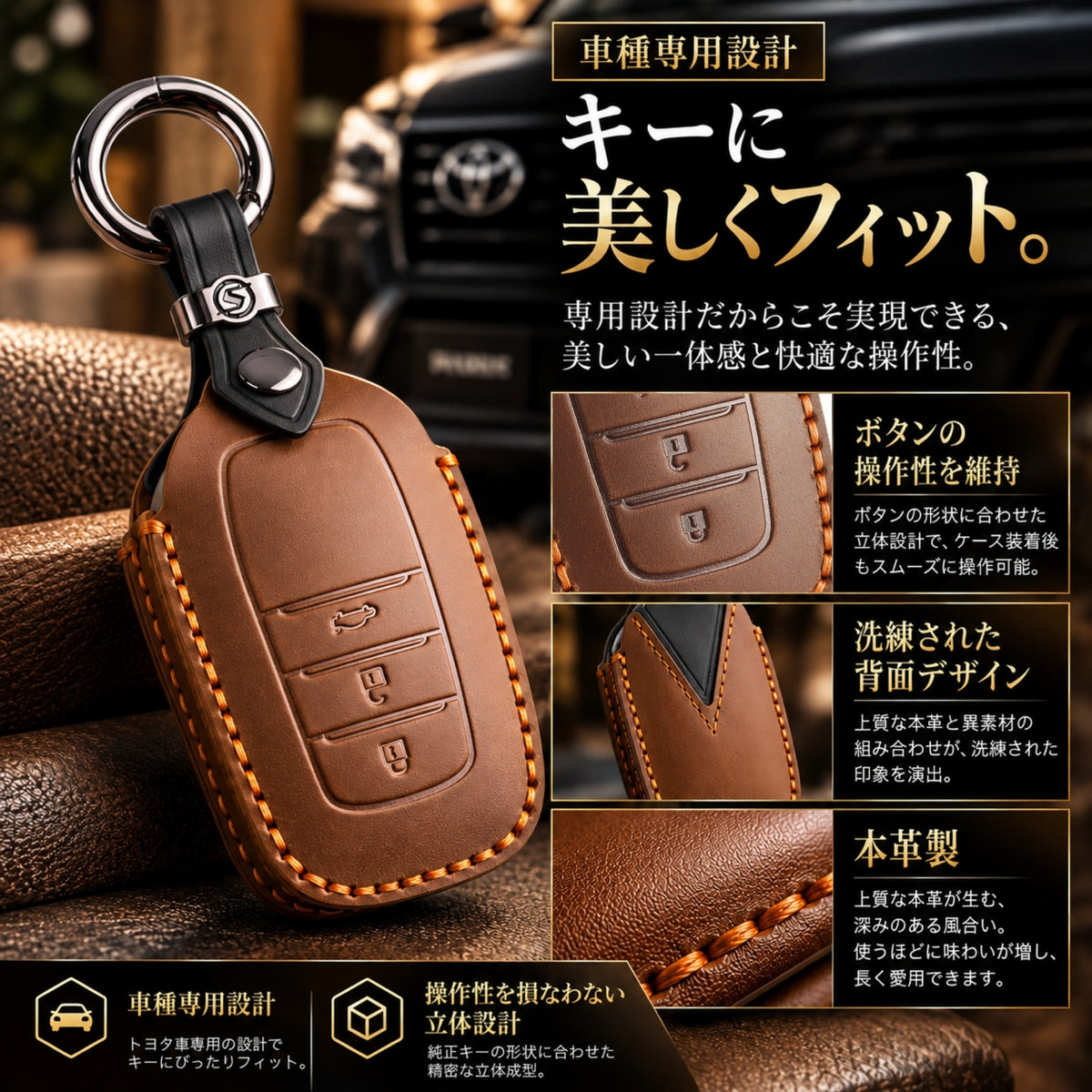 RAV4 60系 ランドクルーザー 300 ランドクルーザー 250 ヤリス ヤリス クロス カローラスポーツ カローラ カローラツーリング カローラクロス アクア クラウン 30系 クラウン クロスオーバー クラウン スポーツ プリウス 60系 ハリアー 80系 本革 キーケース キーカバー