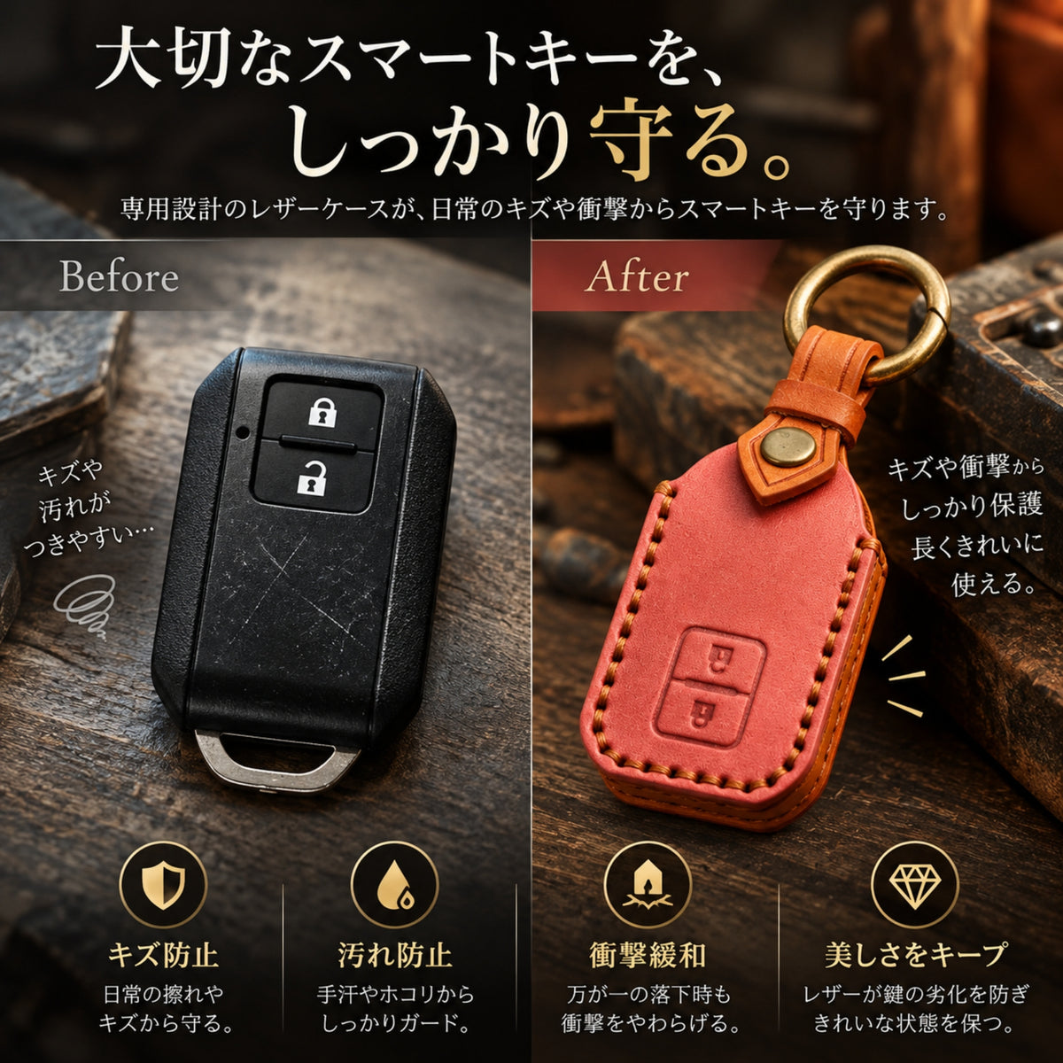 スズキ キーケース ジムニーノマド フロンクス キーカバー スペーシア 新型 ジムニー ハスラー ソリオ バンディット スペーシア ワゴンR カスタム なめし革 スイフト クロスビー アクセサリー パーツ 納車祝い プレゼント
