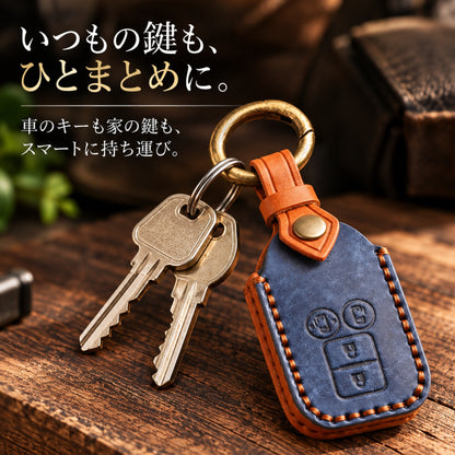 スズキ キーケース ジムニーノマド フロンクス キーカバー スペーシア 新型 ジムニー ハスラー ソリオ バンディット スペーシア ワゴンR カスタム なめし革 スイフト クロスビー アクセサリー パーツ 納車祝い プレゼント